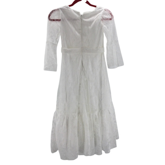 FLOWER GIRL 4-5Y white lace tiered ruffle wedding guest party maxi dress NEW B80 - Picture 2 of 6